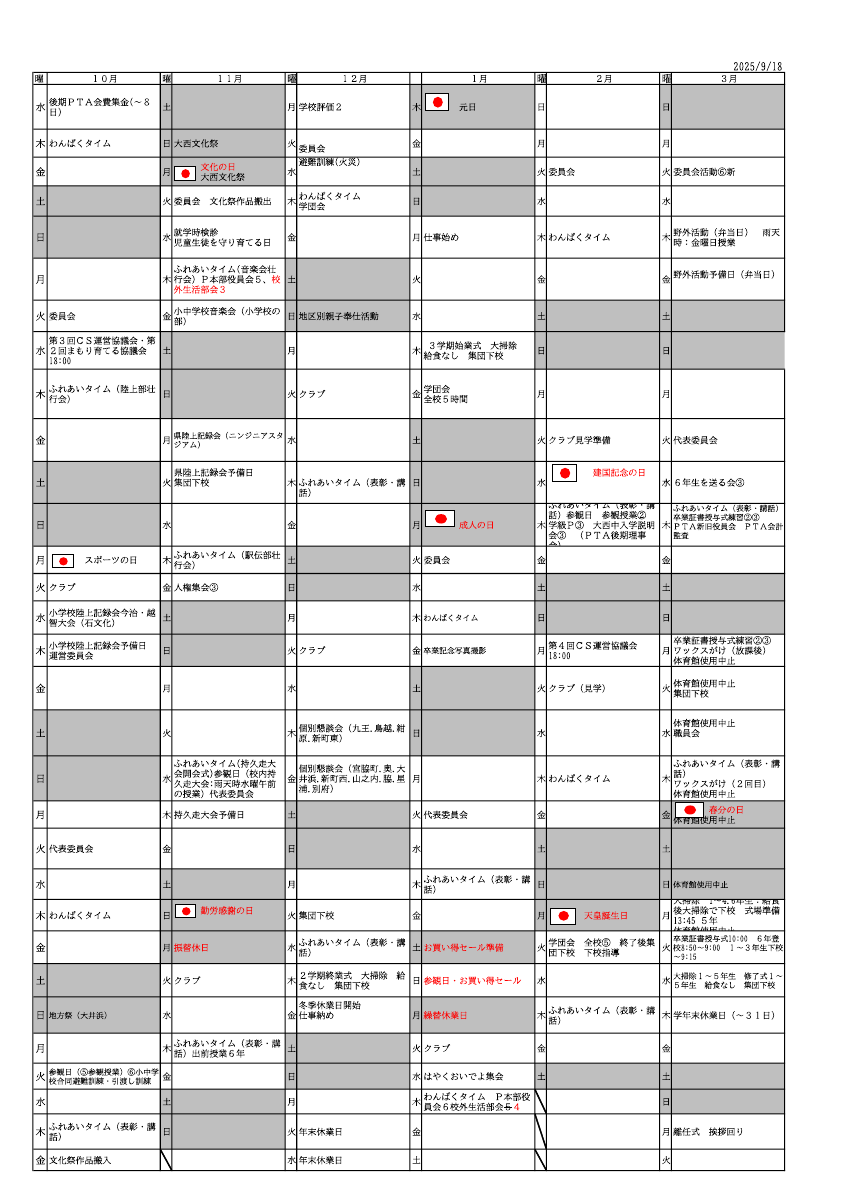 【修正】令和７年度ＰＴＡ行事計画.pdfの2ページ目のサムネイル